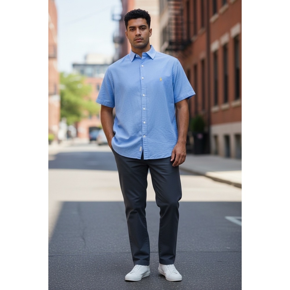 Polo Ralph Lauren Curham Classic Fit Blue Short Sleeve Shirt XLT Tall Mens